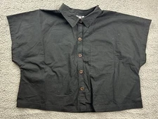 Future Collective Women's Size XXL Cap Sleeve Button Down Shirt Black
