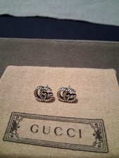 Authentic Gucci Sterling Silver 925 Marmont Double G Stud Earrings