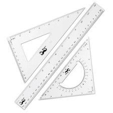 Triangle Ruler, Protractor, Math Set - 3 Pack, Square Ruler, Protractor for Geom