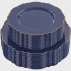 WDF 100pcs Blue Plastic Plates - Baroque Blue&Gold