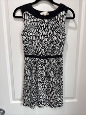 Ann Taylor Loft Black White X-Small Mini Stretch Career Dress