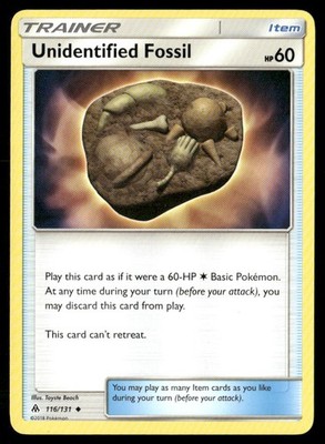 Unidentified Fossil 116/131 Uncommon Forbidden Light Pokemon Lightly Played