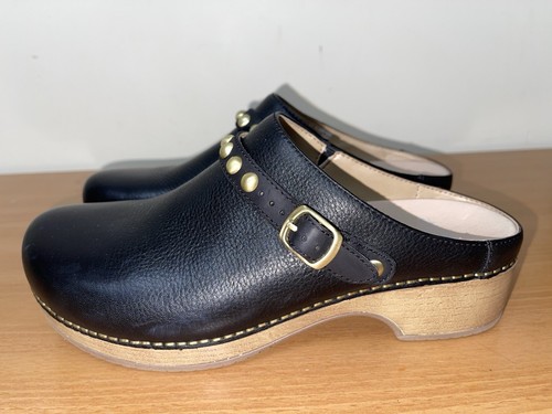 NEW Dansko Britton Tumbled Leather Black Mule Shoes US 10.5-11 EU 41 Barely Worn - Picture 7 of 11