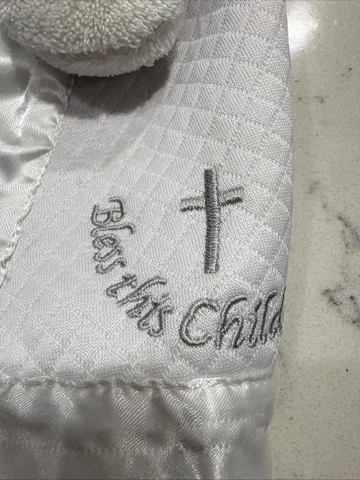 Mary Meyer Baby Lamb Lovey Security Blanket Toy 'Bless this Child' Baptism Gift - Image 3 of 4