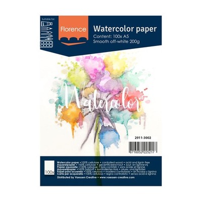 Florence Aquarellpapier 200g Glatt A5 Off-White 100x