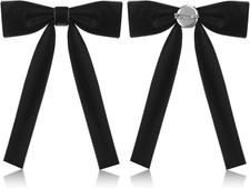 2 Pack Western Bow Ties for Men Colonel Tie Black Ladies Bowtie Clip for Uniform