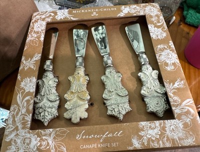 Mackenzie Childs Snowfall Canapé Knife Set