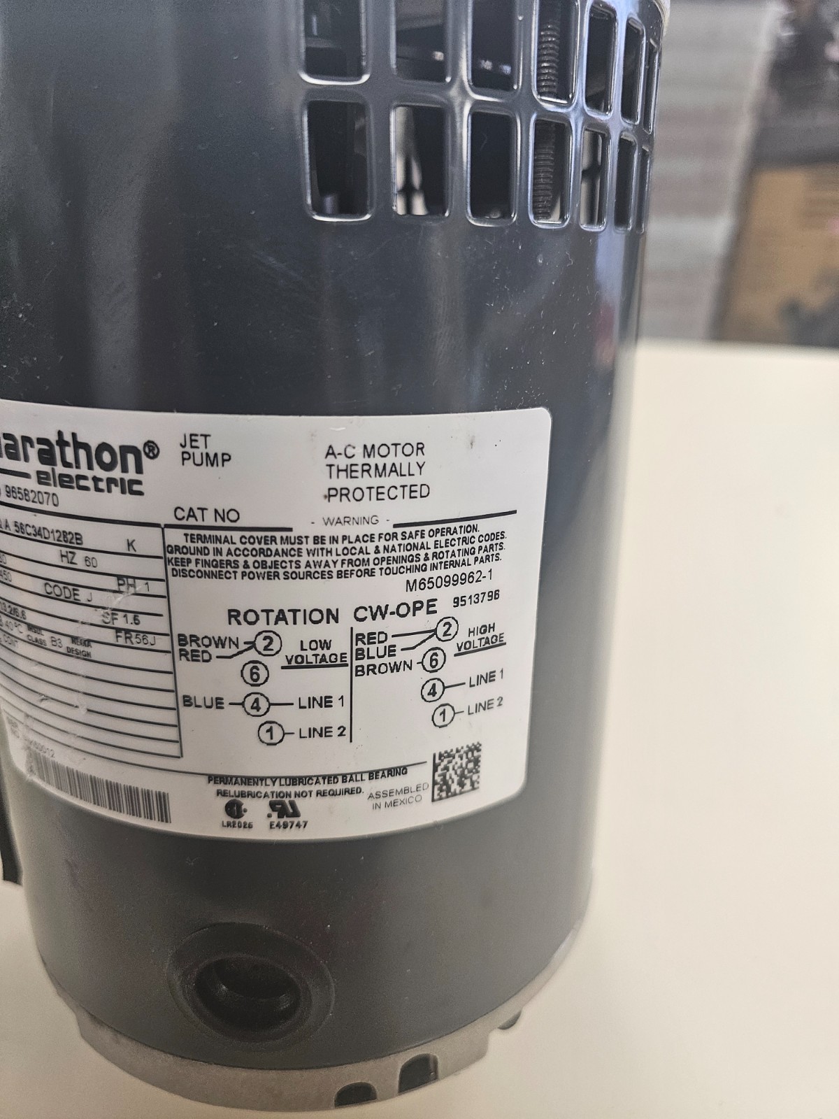 Marathon Electric 96582070 Jet Pump 3/4 HP NEW