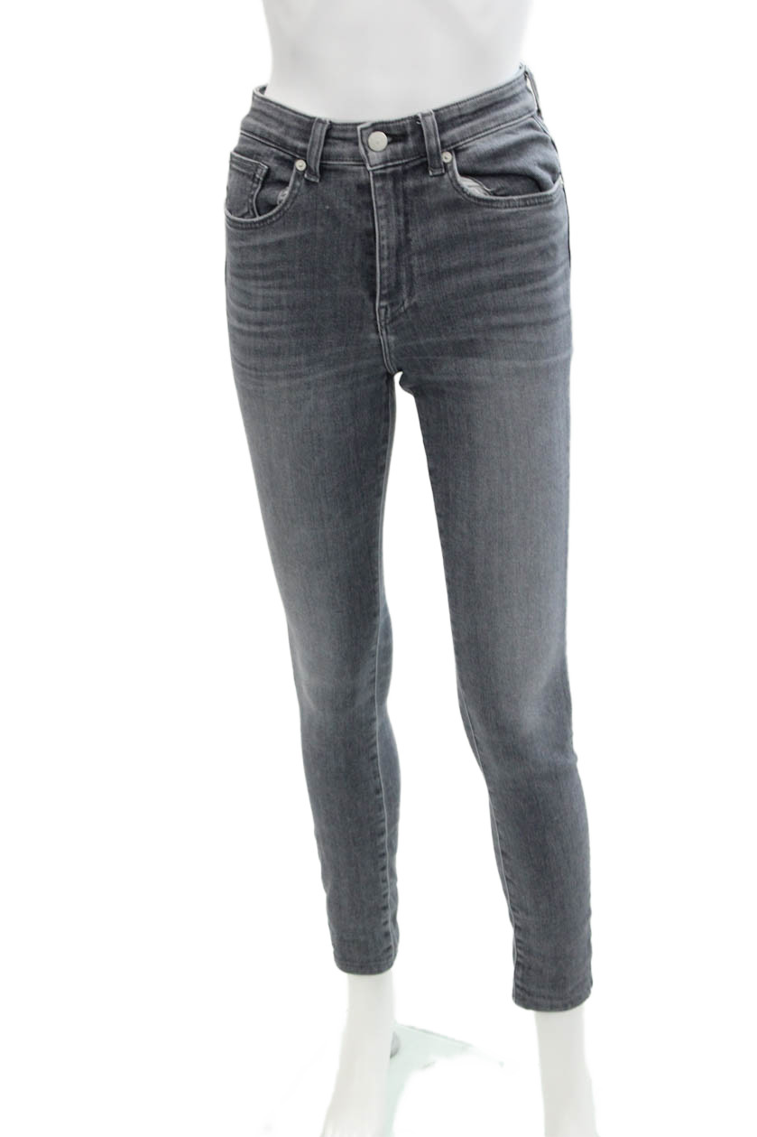 CQY Womens Zipper Fly Mid Rise Skinny Ankle Jeans Gray Denim Size 27Free Shipping in US $100+ Orders | $6.95 Orders Below