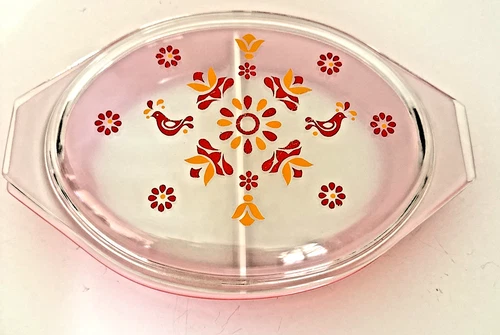 Vintage Pyrex 1.5 QT Divided Casserole Dish w/ Lid – Friendship Pattern