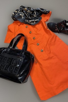 michael kors orange shirt dress MICHAEL Michael Kors Vibrant Orange Ruched Side Drawstring T-Shirt Dress  Size XS