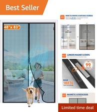 Heavy-Duty Magnetic Screen Door 50" x 84" for Door 48" x 83" - Pet-Friendly