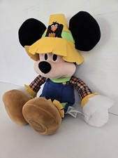 Disney 15" Mickey Mouse Farmer Scarecrow Fall Plush Stuffed Animal FREE SHIP