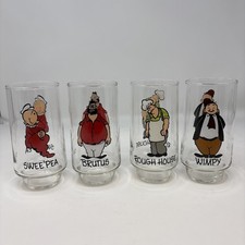 Complete Set of 4 Popeye 1975 Coke "Kollect a Set Series" Collectors Glasses
