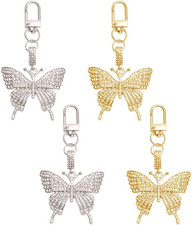 4Pcs Alloy Rhinestone Butterfly Keychain Fashion Cute Bag Key Chain Ornament Ba
