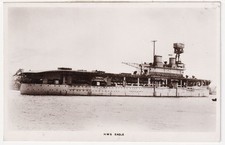 HMS EAGLE - Royal Navy Aircraft Carrier - c1920s real photo postcard - sank 1942