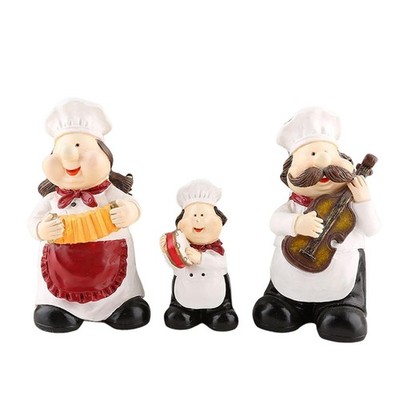 3 Teilige Chef Statue, Figuren, Skulptur, Harz, Ornamente Zum Sammeln,