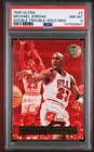 1995 FLEER ULTRA MICHAEL JORDAN DOUBLE TROUBLE GOLD MEDALLION SSP *PSA NM-MT 8!