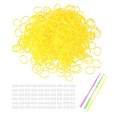 1800 Pcs Loom Rubber Bands Kit with 75 Pcs S-Clips 3-Hooks, Yellow