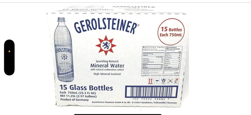 Gerolsteiner Sparkling, Natural Mini Water Pack Of 15 Glass Bottles Each 750 Ml - Image 3 of 3