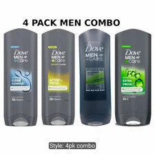 Dove Men Care 2-in-1 Body Face Wash Gel 4 Pack 250 ml Clean Comfort