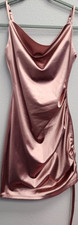 Emerald Sundae pink satin ruched strappy bodycon mini dress size S