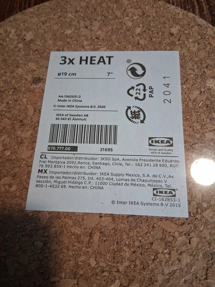 IKEA 3x HEAT Cork Trivet set lot of 3 - 7 Inch 19 cm beige in color - Image 4 of 4