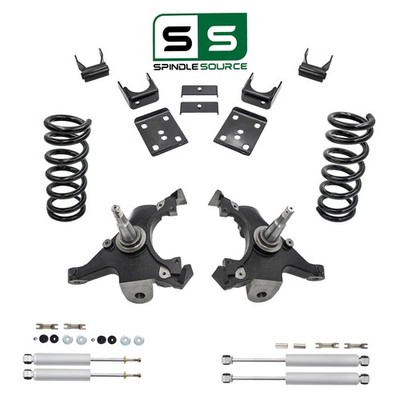 3/5''Drop Kit SPNDL+COIL+FLIP+SHKL+SHOCK FOR 88-98 Chevy GMC C1500 V8 STD/EXT CAB