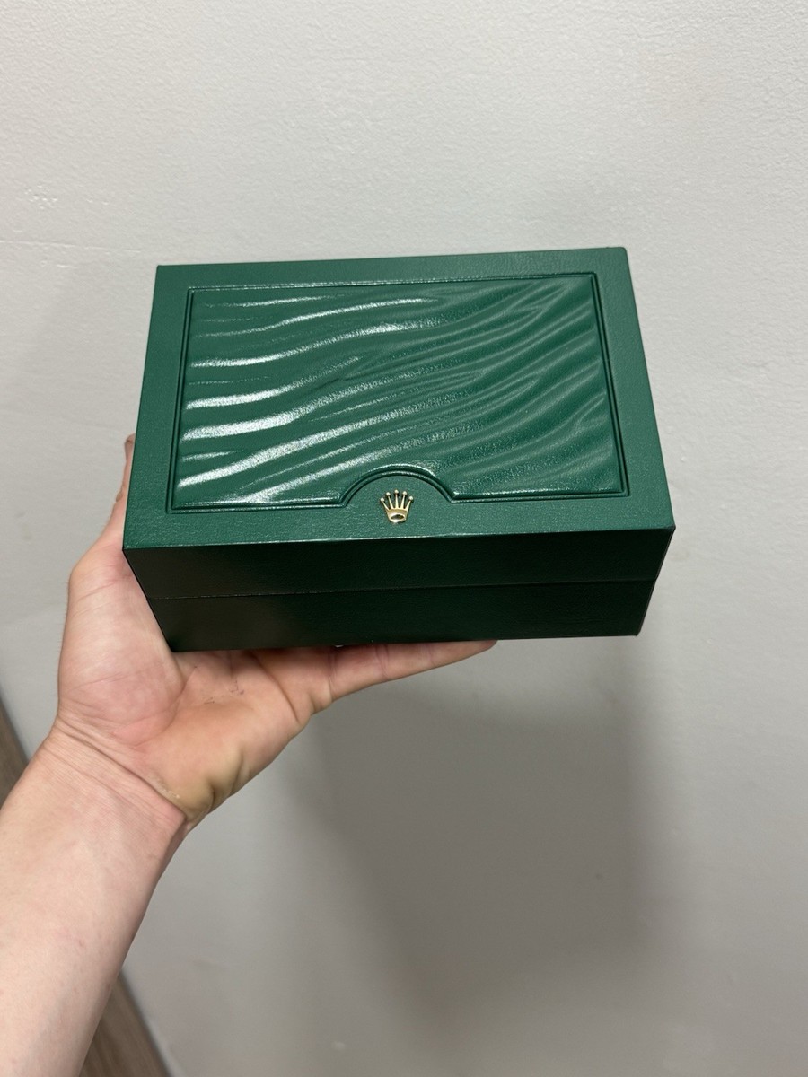 ROLEX ボックス 3100.64 緑色 Rolex Green Luxury Presentation Box Single Wood Fabric Holds 1-3