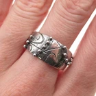 925 Sterling Silver Vintage Modernist Beaded Oxidized Ring Size 8.5