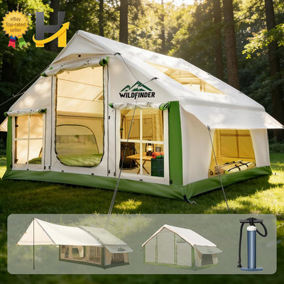 Inflatable Tent 4-6 Person Blow Up Camping Tents with Pump Stove Jack Glamping
