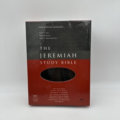 The Jeremiah Study Bible NKJV (Charcoal/Burgundy LeatherLuxe) With Box