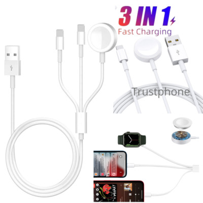 3 IN1 Magnetic Charger USB Cable For Apple iPhone 13 12 11 Pro Max XS Watch
