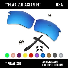Anti Scratch Replacement Lens & Rubber Kits for-Oakley Flak 2.0 Asian Fit OO9271