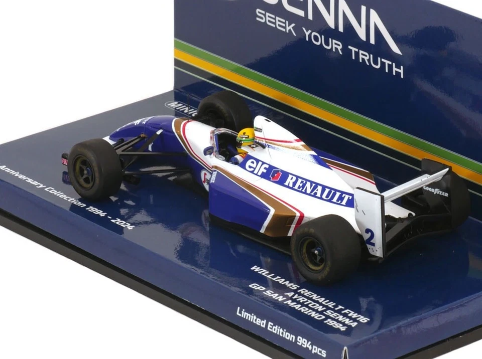 Minichamps Williams FW16 #2 San Marino GP 1994 - Ayrton Senna 1/43 Scale - Image 2 of 4