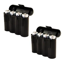 2 BLACK AA AAA BATTERY BATTERY PLASTIC STORAGE CASE HOLDER BOX USA SHIP