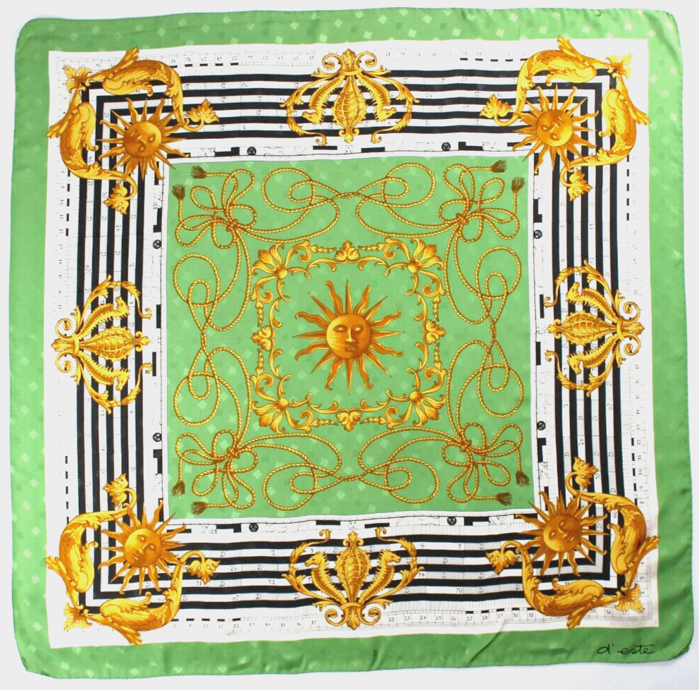Foulard Carré D'este En Soie Beige Imprimé Animal - Occasion