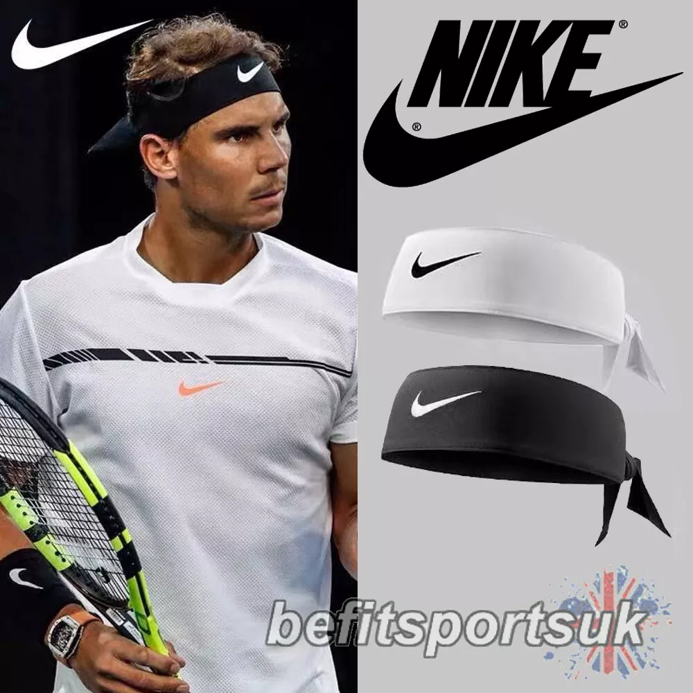 NIKE HEADBAND BANDANA TIE DRI TENNIS HAIRBAND NADAL FEDERER BLACK WHITE | eBay