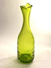 Vintage Mid Century 1969 Blenko # 6913 Green Bottle Vase By Joel Myers