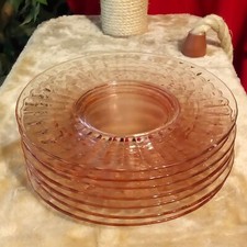 7 Pink Depression Glass Plates France? 8 1/4