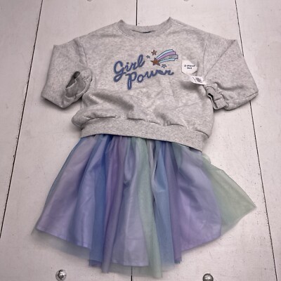 Old Navy Grey Sweatshirt And Purple Blue Tulle Skirt Outfit Set
