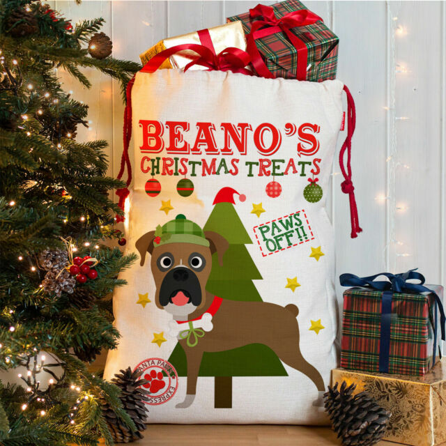 Personalised Dog Christmas Sack Boxer Treat Stocking Xmas Puppy Present CDS15