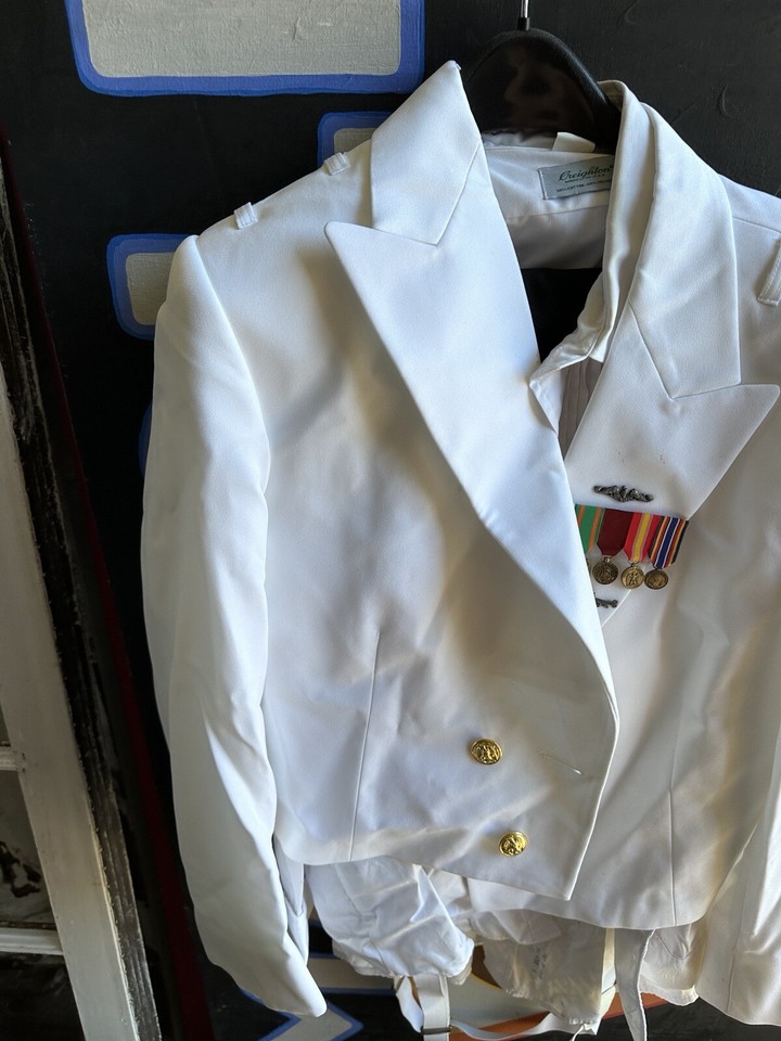 USN Navy Dress Whites Uniform Set Jacket Shirt eBay