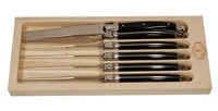 Laguiole Cutlery Set With 6 Table Knives, Black Laguiole Cutlery Set With 6 Table Knives, Black