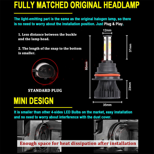 For Isuzu Trooper 1989-2002 6000K 2X Front LED Headlight Bulbs High/Low Beam Kit - Picture 11 of 13