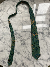 PSYCHEDELIC abstract vintage NECK TIE, green/gold/black polkadot, Italian