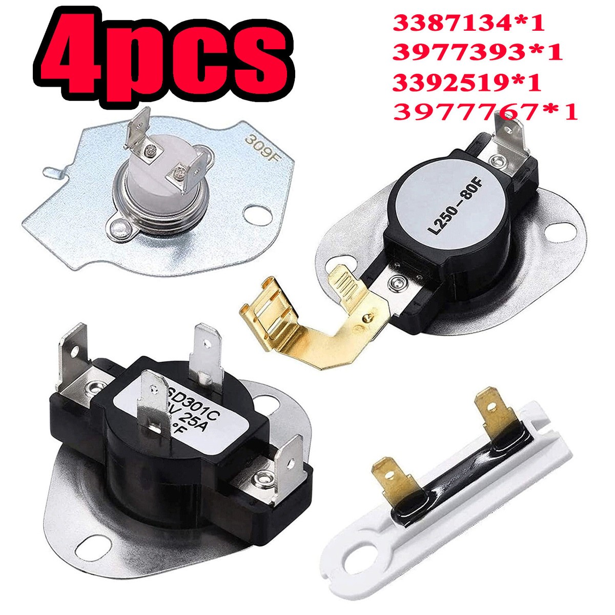 Whirlpool Dryer Thermostat Kit Dryer Thermostat & Thermal Fuse Repair ...