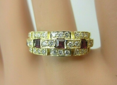 Neu 14K Gelbgold Rubin und Diamant Ring Band 1,00 ct TW