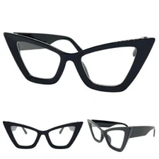 Oversized Exaggerated Retro Cat Eye Clear Lens EYE GLASSES Big Thick Black Frame