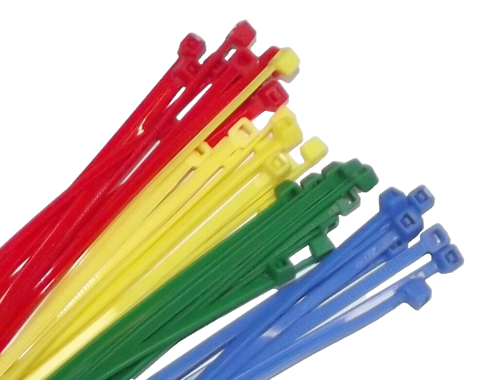 4 COLOUR PACK 100mm x 2.5mm Nylon Cable Ties / Tie Wrap (100 of each colour)